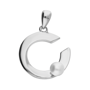Zawieszka srebrna biała perła na otwartym kole PA003 próba 925