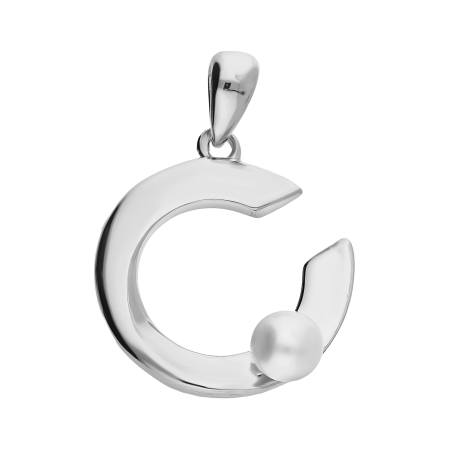 Zawieszka srebrna biała perła na otwartym kole PA003 próba 925