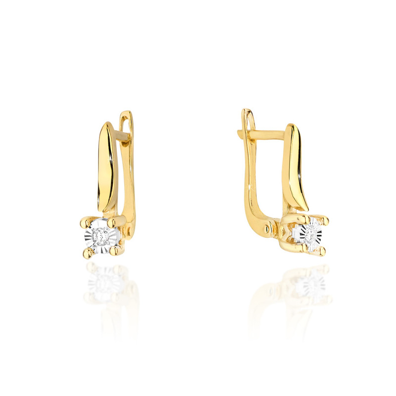 Kolczyki złote przecinki z brylantami 0,06ct/ang.zap BE KO-065-06 próba 585