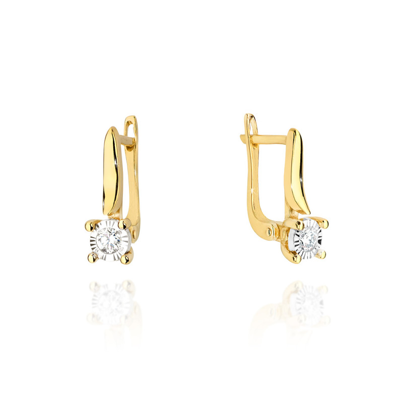 Kolczyki złote przecinki z brylantami 0,16ct/ang.zap BE KO-065-16 próba 585