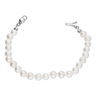 Bransoleta srebrna z białymi perłami hodowanymi 6 mm/kulka AG AJ009-kulka 6mm próba 925
