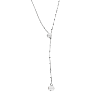 Naszyjnik srebrny dwie perły 6mm/rolo+rolo z kulkami M3-145 ROD próba 925