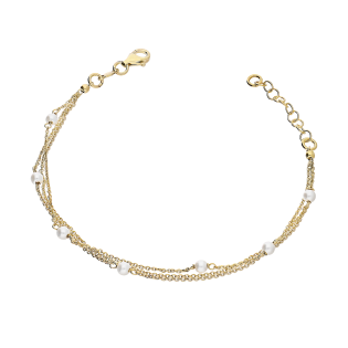 Bransoleta pozłacana z białymi perłami/x3 anker M3-086 GOLD próba 925