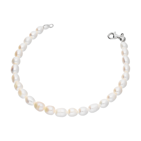 Bransoleta srebrna z białymi perłami 5-6mm AG federin AJ005 RAA próba 925