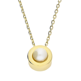 Naszyjnik złoty biała perła w okrągłej oprawie/anker MZ T23-PN-2573-PRL próba 375