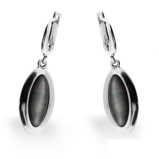 Kolczyki srebrne szary uleksyt jubilerski w łezce/ang.zap. SZ124 uleksyt szary próba 925