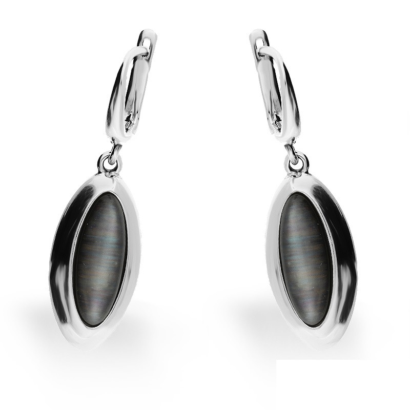 Kolczyki srebrne szary uleksyt jubilerski w łezce/ang.zap. SZ124 uleksyt szary próba 925