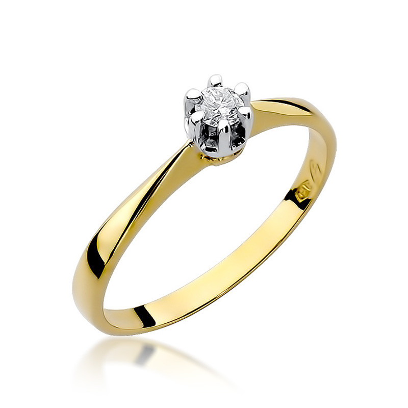 Pierścionek zaręczynowy SOLITER z diamentami BE W-036-10 próba 585