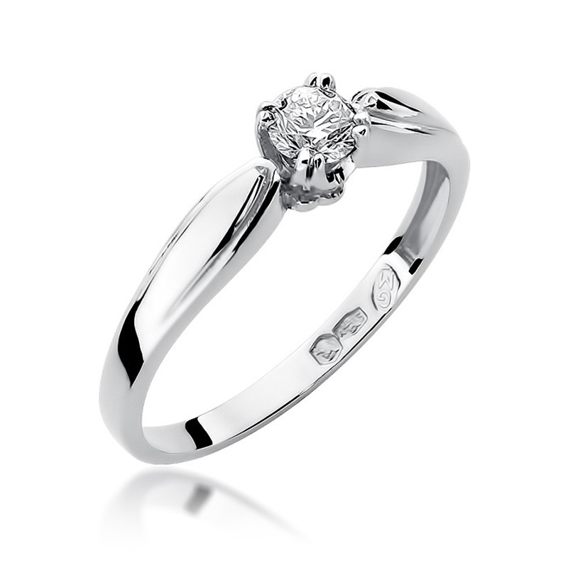 Pierścionek zaręczynowy z białego złota z diamentem SOLITER BE W-197-4x2 białe złoto próba 585