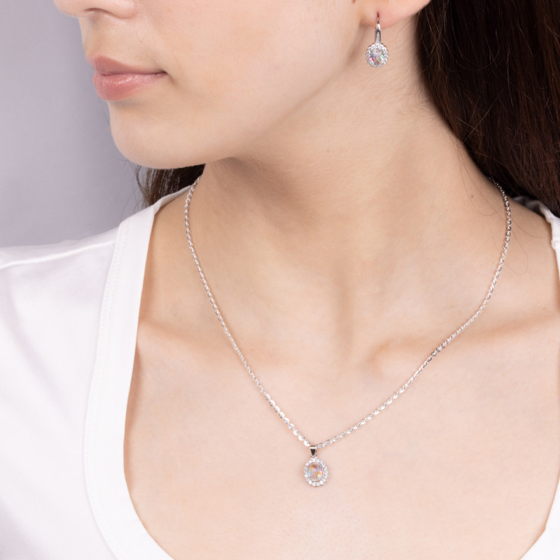 Srebrny Komplet z Cyrkoniami - Kolczyki i Zawieszka pr. 925 - JubilerSezam.pl