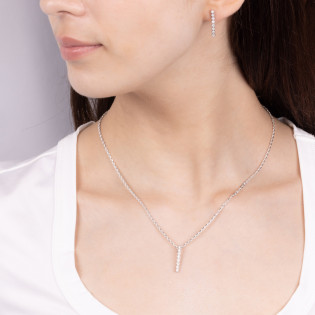 Komplet srebrny kolczyki i zawieszka rząd białych cyrkonii A01058 próba 925