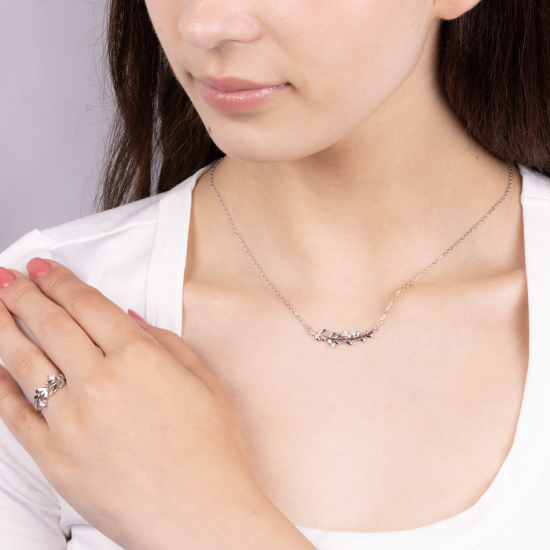 Srebrny Pierścionek Gałązka z Cyrkoniami pr. 925 - JubilerSezam.pl