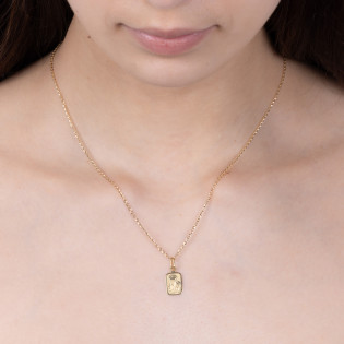 Medalik złoty Częstochowska w prostokącie BC-328 laser próba 585