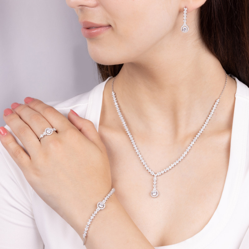 Srebrny Naszyjnik Markiza z Cyrkoniami pr. 925 - JubilerSezam.pl