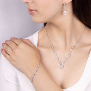 Bransoleta srebrna owale i białe cyrkonie/anker HS1767 próba 925