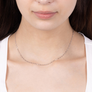 Łańcuszek z białego złota o splocie singapur  OS SING 024 b.złoto próba 585