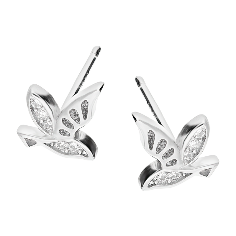 Srebrne kolczyki ptaki z cyrkoniami pr. 925 - JubilerSezam.pl