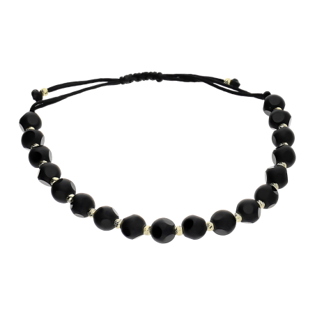 Bransoleta złota z fasetowanymi onyksowymi kulkami LP 34U33-BNC27 próba 375