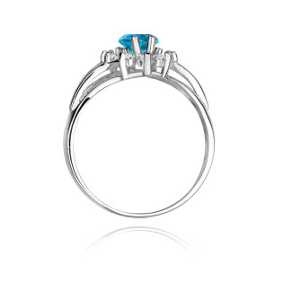 Pierścionek zaręczynowy z białego złota z topazem i diamentami BE W-037W TO owal Marki próba 585