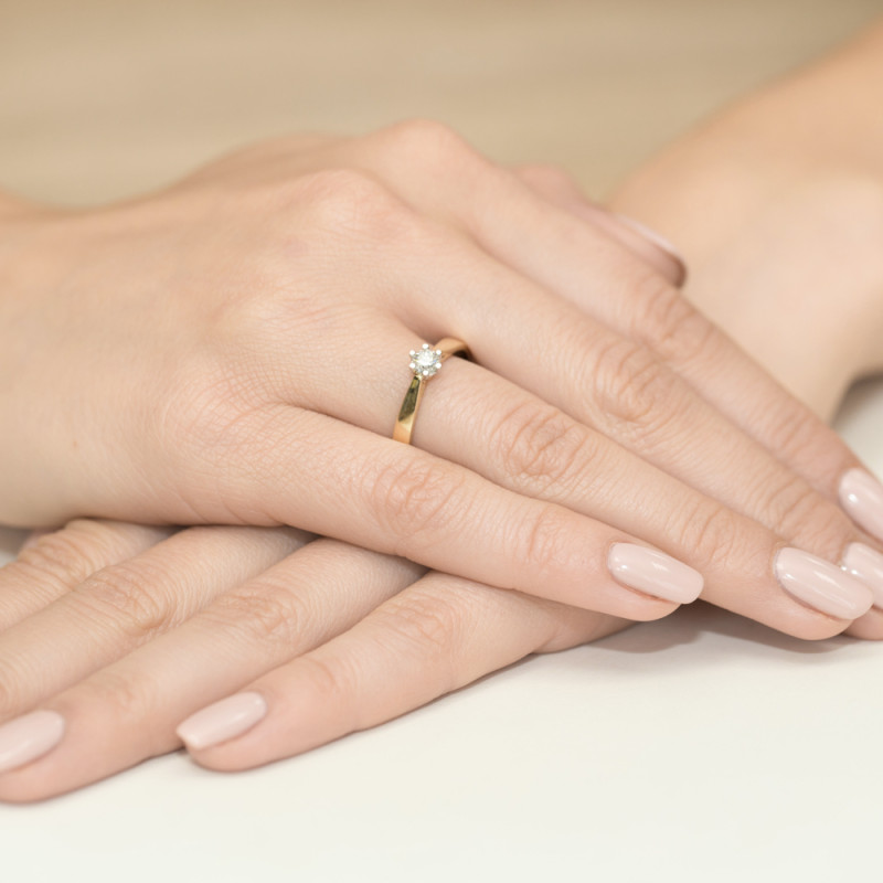 Pierścionek zaręczynowy z diamentem SOLITER BE W-225B-30 próba 585