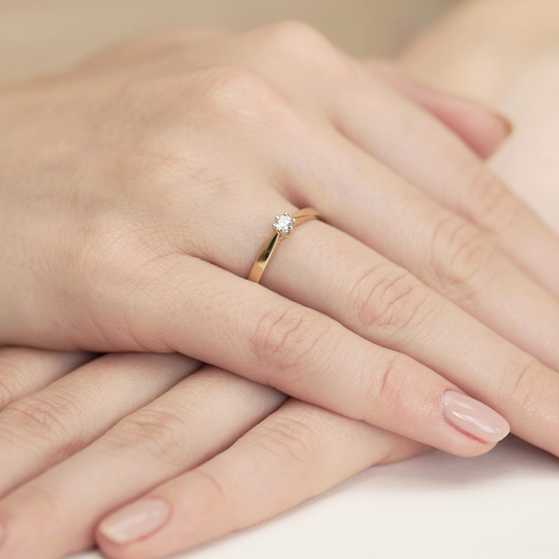 Pierścionek zaręczynowy ROYAL z diamentem BE W-229B-30 próba 585