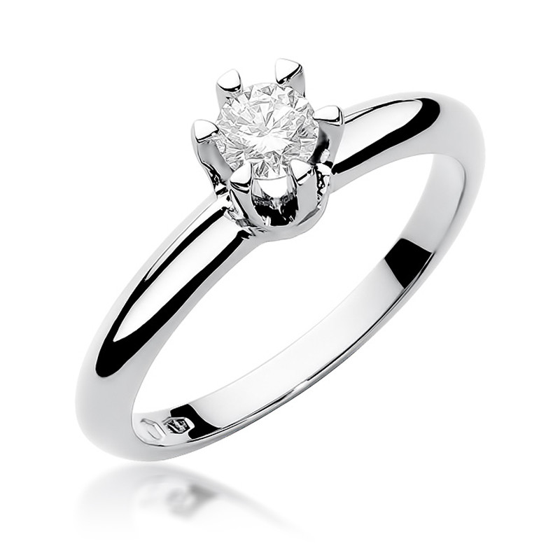 Pierścionek zaręczynowy ROYAL z diamentem BE W-267 białe złoto próba 585