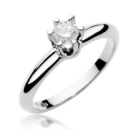 Pierścionek Zaręczynowy z Diamentem Royal Białe Złoto pr. 585 - JubilerSezam.pl
