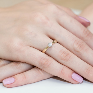 Pierścionek zaręczynowy FLOWER z diamentem BE W-293 próba 585