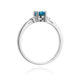 Pierścionek z Topazem London Blue i Diamentami pr. 585 - JubilerSezam.pl