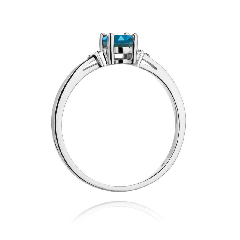 Pierścionek z Topazem London Blue i Diamentami pr. 585 - JubilerSezam.pl