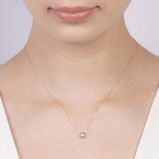 Naszyjnik złoty biała perła w okrągłej oprawie/anker MZ T23-PN-2573-PRL próba 375