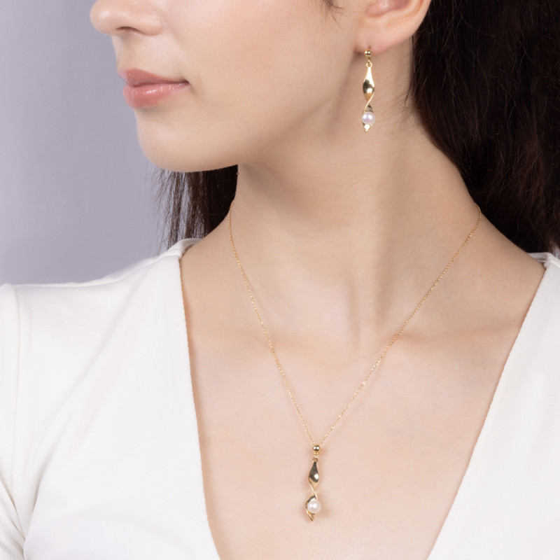 Zawieszka pozłacana biała perła na świderku PA001 GOLD próba 925