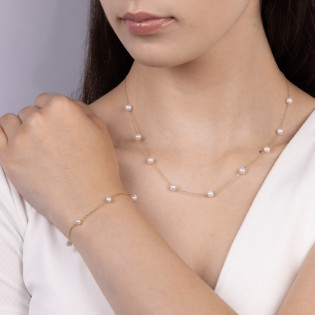 Naszyjnik złoty z białymi perłami jubilerskimi/anker MZ T23-N-PRL-1-4,50mm próba 375