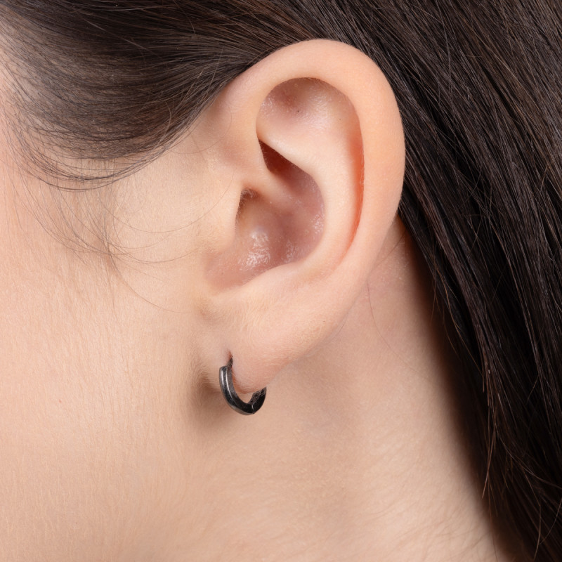 Kolczyki srebrne rutenowane kółka blask 10mm/zatrzask NI ORSCL1 RUTEN próba 925