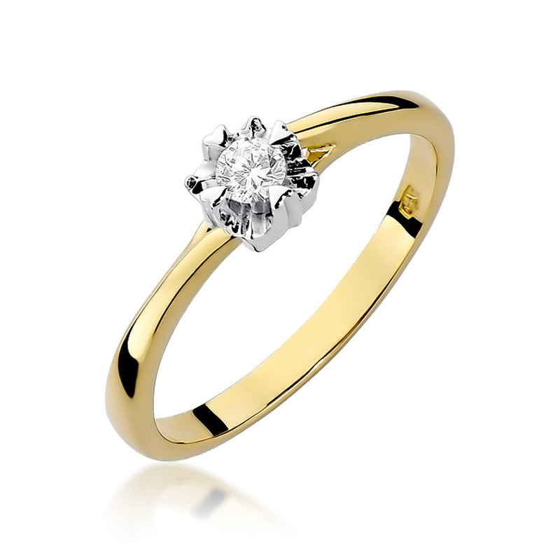 Pierścionek zaręczynowy FLOWER z diamentem BE W-318 -10 próba 585