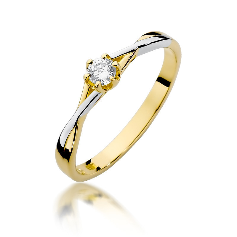Pierścionek zaręczynowy z diamentami SOLITER BE W-340-12 szyna X próba 585
