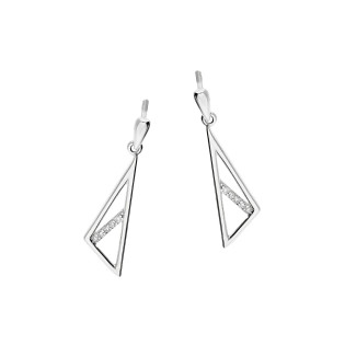 Kolczyki srebrne trójkąt z rzędem cyrkonii/sztyft HS1676 próba 925