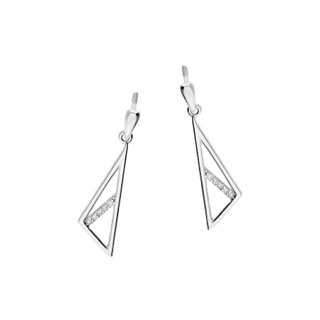 Kolczyki srebrne trójkąt z rzędem cyrkonii/sztyft HS1676 próba 925