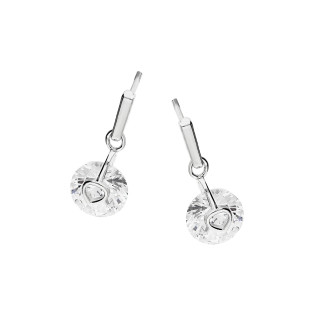 Kolczyki srebrne biała cyrkonia i serce ramka na pałce/sztyft HS1680 próba 925