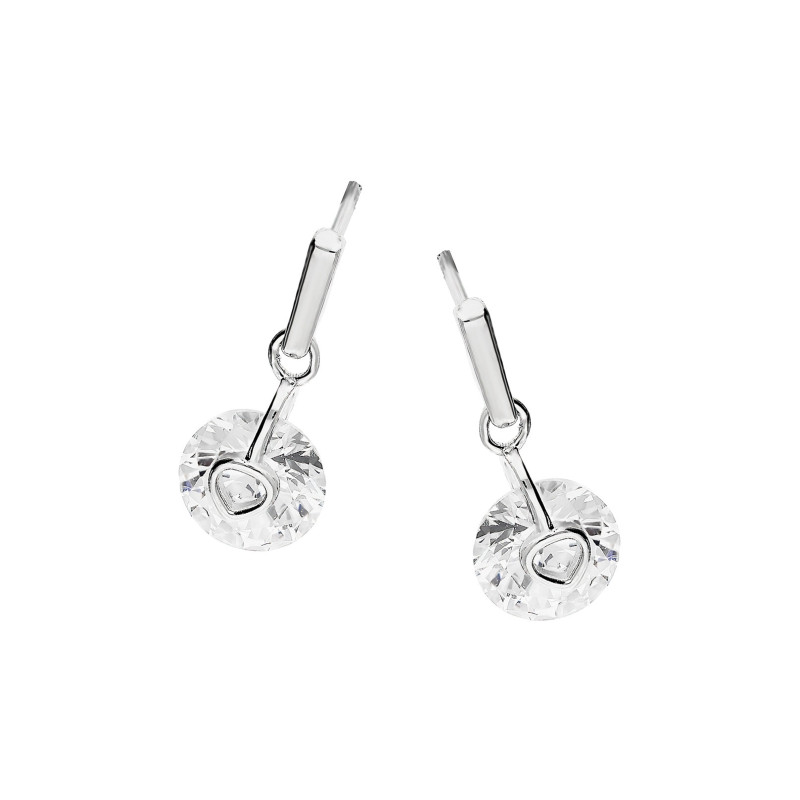 Kolczyki srebrne biała cyrkonia i serce ramka na pałce/sztyft HS1680 próba 925