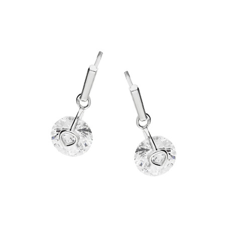 Kolczyki srebrne biała cyrkonia i serce ramka na pałce/sztyft HS1680 próba 925