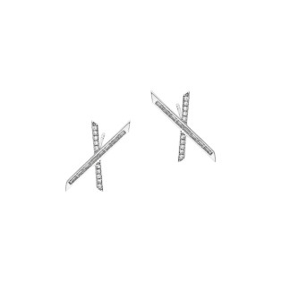 Kolczyki srebrne X z białymi cyrkoniami/sztyft JA1126 ROD próba 925