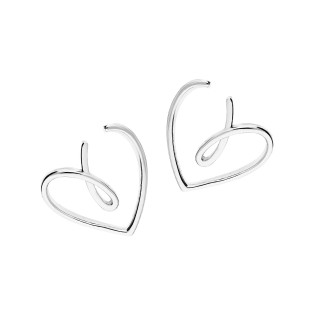 Kolczyki srebrne serce z pętelką/sztyft JA1127 ROD próba 925