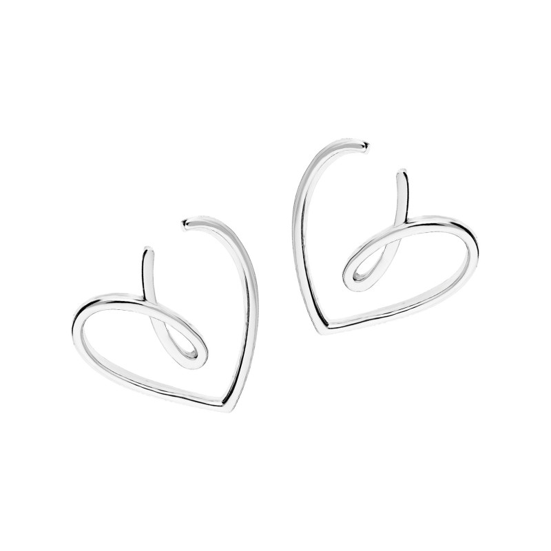 Kolczyki srebrne serce z pętelką/sztyft JA1127 ROD próba 925