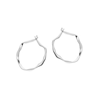 Kolczyki srebrne falowane kółka z cyrkonią/sztyft JA1128 ROD próba 925