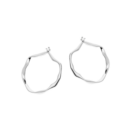 Kolczyki srebrne falowane kółka z cyrkonią/sztyft JA1128 ROD próba 925