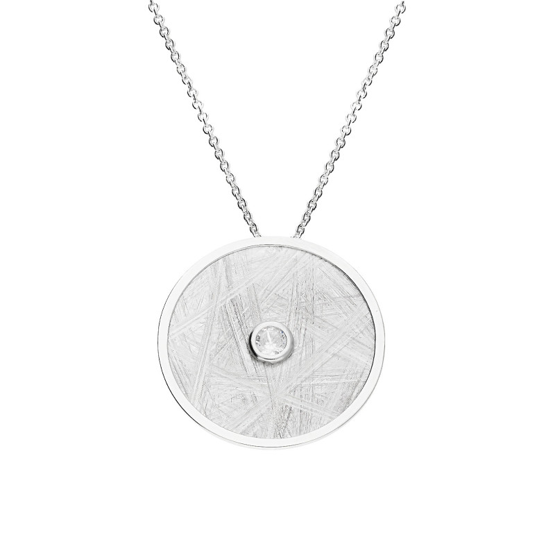 Naszyjnik srebrny szczotkowane koło z cyrkonią/rolo M3-018-1 ROD próba 925