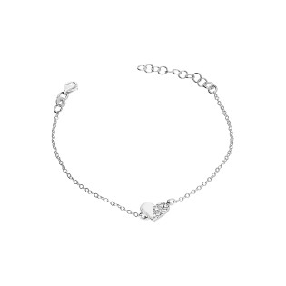 Bransoleta srebrna ażurowe serce na łańcuszku rolo