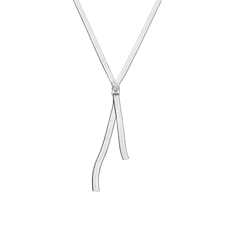 Naszyjnik srebrny z białą cyrkonią/taśma  M3-125 ROD próba 925