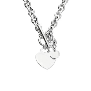 Naszyjnik srebrny serce blaszka/rolo toggle PW434 ROD próba 925